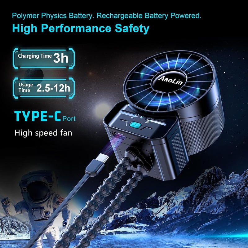 AaoLin 2 Pack Multifunctional Portable Stroller Fan 4 Speed 6600rpm High Speed Usb Rechargeable Personal Mini Handheld Fan Extended Tripod For Desktop Winding Kids Bed Treadmill Bike Golf Cart Outdoor Travel - Image 4
